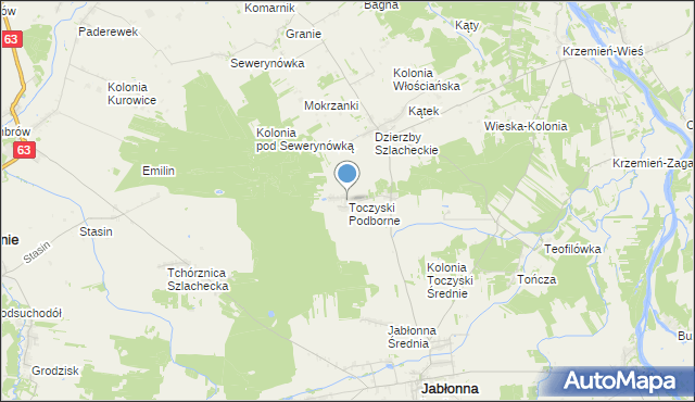 mapa Toczyski Podborne, Toczyski Podborne na mapie Targeo